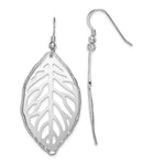 Sterling Silver Rhodium-plated Satin Cut-Out Leaf Dangle Earrings