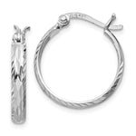 Sterling Silver Rhodium-plated Textured Round Hoops
