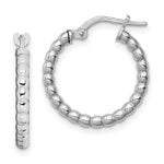 Sterling Silver Rhodium-plated Beaded 3x Hoop Earrings