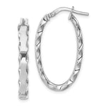 Sterling Silver RH-plated Scalloped Edge Oval Hoop Earrings