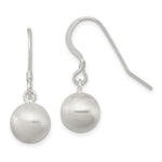 Sterling Silver Polished Laser-cut Ball Shepherd Hook Earrings