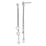 Sterling Silver Rhodium-plated CZ Star Post Dangle Earrings