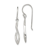 Sterling Silver Rhodium-plated Polished Twisted Design Dangle Earrings