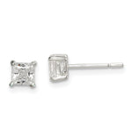 Sterling Silver Polished Princess CZ Stud Earrings