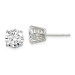 Sterling Silver Polished Round CZ Fancy Basket Stud Earrings