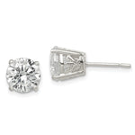 Sterling Silver Polished Round CZ Swirl Basket Set Stud Earrings