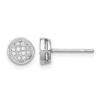 Sterling Silver Rhodium-plated Polished CZ Circle Petite Post Earrings