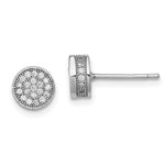 Sterling Silver Rhodium-plated Polished Pav CZ Circle Post Earrings