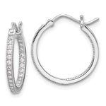 Sterling Silver Rhodium-plated CZ IN/OUT Hoop Earrings