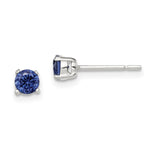 Sterling Silver Polished Round Dark Blue CZ Stud Earrings
