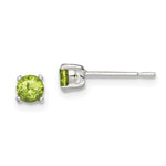 Sterling Silver Polished Round Light Green CZ Stud Earrings