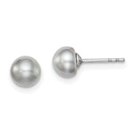 Sterling Silver Rhodium-plated 5- Grey Button Freshwater Cultured Pearl Post Earrings
