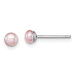 Sterling Silver Rhodium-plated 3- Purple Button Freshwater Cultured Pearl Post Earrings
