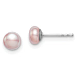 Sterling Silver Rhodium-plated 4- Purple Button Freshwater Cultured Pearl Post Earrings