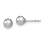 Sterling Silver Rhodium-plated 5- Grey Round Freshwater Cultured Pearl Post Earrings