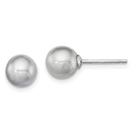 Sterling Silver Rhodium-plated 7- Grey Round Freshwater Cultured Pearl Post Earrings