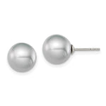 Sterling Silver Rhodium-plated 9- Grey Round Freshwater Cultured Pearl Post Earrings
