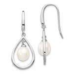 Sterling Silver Rhodium-plated 6- White Teardrop Freshwater Cultured Pearl Dangle Earrings