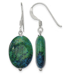 Sterling Silver Oval Serpentine Dangle French Hook Earrings