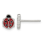 Sterling Silver Polished and Enameled Ladybug Petite Post Earrings