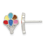 Sterling Silver Polished Enamel Balloon Post Earrings