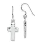 Sterling Silver Rhodium-plated Polished Latin Cross Dangle Earrings