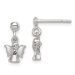 Sterling Silver Rhodium-plated Polished and Satin Angel Post Earrings