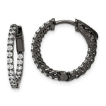 Sterling Shimmer Black Rhodium-plated 38 Stone CZ In and Out Round Hinged Hoop Earrings