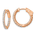 Sterling Shimmer Sterling Silver Rose-tone Rose Gold-plated 38 Stone CZ In and Out Round Hinged Hoop Earrings