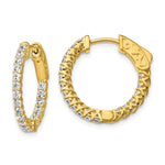 Sterling Shimmer Sterling Silver Gold-tone Flash Gold-plated 38 Stone CZ In and Out Round Hinged Hoop Earrings