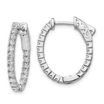 Sterling Shimmer Sterling Silver Rhodium-plated 36 Stone CZ In and Out Oval Hinged Hoop Earrings