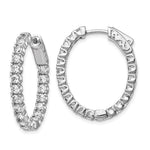 Sterling Shimmer Sterling Silver Rhodium-plated 38 Stone CZ In and Out Oval Hinged Hoop Earrings