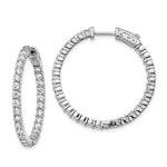 Sterling Shimmer Sterling Silver Rhodium-plated 58 Stone CZ In and Out Round Hinged Hoop Earrings