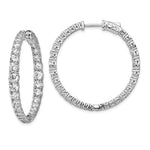 Sterling Shimmer Sterling Silver Rhodium-plated 64 Stone 1.7- Graduated CZ In and Out Round Hinged Hoop Earrings