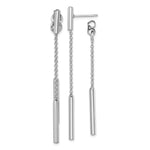 Sterling Silver RH-plated Bar & Chain Front/Back Post Dangle Earrings