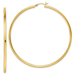 Sterling Silver Gold-Tone Polished 2.5x Hoop Earrings