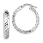 Sterling Silver Rhodium-plated 5x Polished Textured Hoops