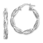 Sterling Silver Rhodium-plated Twisted Hoop Earrings