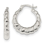 Sterling Silver Textured Scalloped Hoop Earrings