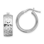 Sterling Silver Rhod-plated Polished & D/C Round Hoop Earrings