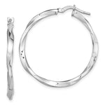 Sterling Silver Rhodium-plated Polished Twisted 2.5x Hoop Earrings