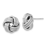 Sterling Silver Rhodium-plated Textured Love Knot Post Earrings