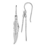 Sterling Silver Rhodium-plated Polished Feathers Dangle Earrings