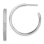 Sterling Silver Rhodium-plated CZ 30x Hoop Earrings
