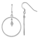 Sterling Silver Rhodium-plated D/C Glitter Enamel Circle Dangle Earrings