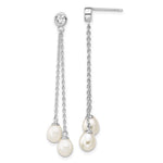 Sterling Silver Rhodium-plated 6- Rice FWC Pearl CZ Post Dangle Earrings