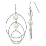 Sterling Silver Rhodium-plated 8- White Semi-Round Freshwater Cultured Pearl Circles Dangle Earrings
