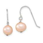 Sterling Silver Rhodium-plated Polished Pink 7- Freshwater Cultured Pearl Dangle Earrings