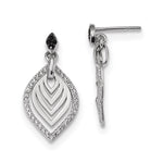 Sterling Silver Rhodium-plated w/Black Onyx & CZ Post Dangle Earrings