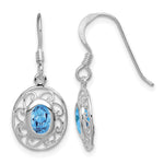 Sterling Silver Rhod-plated Swiss Blue Topaz Filigree Dangle Earrings